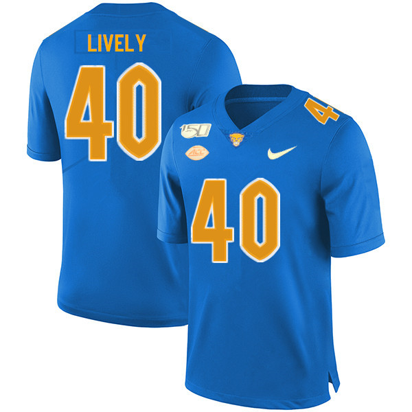 2019 Men #40 Colton Lively Pitt Panthers College Football Jerseys Sale-Royal